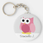Funny Pink Owl - Personalized Keychain