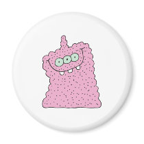 funny pink three-eyed monster refrigerator magnets