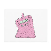 funny pink three-eyed monster postcards