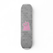 funny pink three-eyed monster custom skateboard
