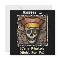 Funny Pirate Skull Halloween Party Invitation