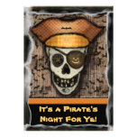 Funny Pirate Skull Halloween Party Invitation