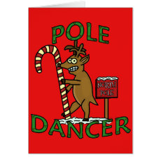 Funny Pole Dancer Christmas Reindeer Pun Greeting Card=