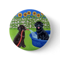Funny Pool Party Labradors Button
