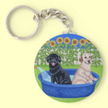 Funny Pool Party Labradors keychains