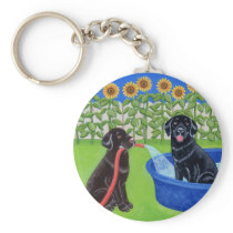 Funny Pool Party Labradors Keychains