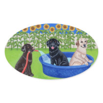 Funny Pool Party Labradors Sticker