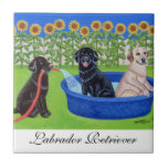 Funny Pool Party Labradors tiles