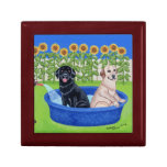 Funny Pool Party Labradors Trinket Box
