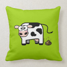 Funny Pooping Cow Throw Pillow