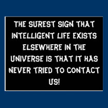 Funny postcard "Inteligent life from elsewhere" postcards