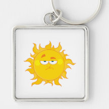 funny pouting sun cartoon keychains