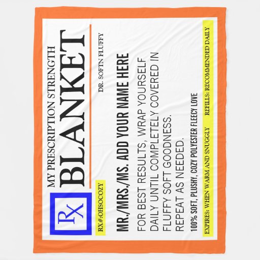 Funny Prescription Label Fleece Blanket Zazzle