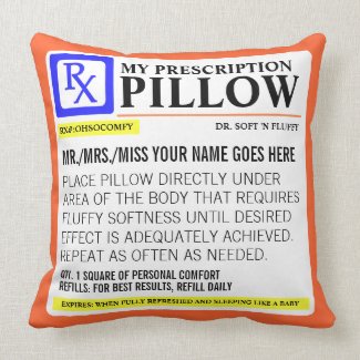Funny Prescription Label Pillows