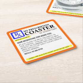 Funny Prescription Label Square Paper Coaster