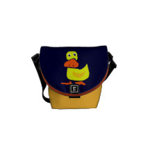 Funny Primitive Art Duck Messenger Bag