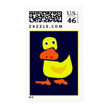 Funny Primitive Art Duck Postage Stamps