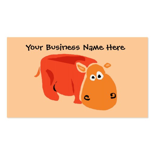Funny Primitive Art Hippo Business cards (back side)
