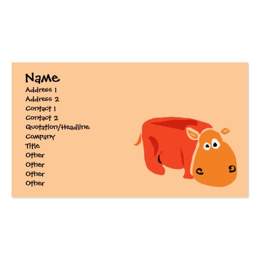 Funny Primitive Art Hippo Business cards (front side)