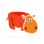 Funny Primitive Art Hippo Postcard