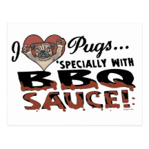 Funny Pug BBQ Post Card