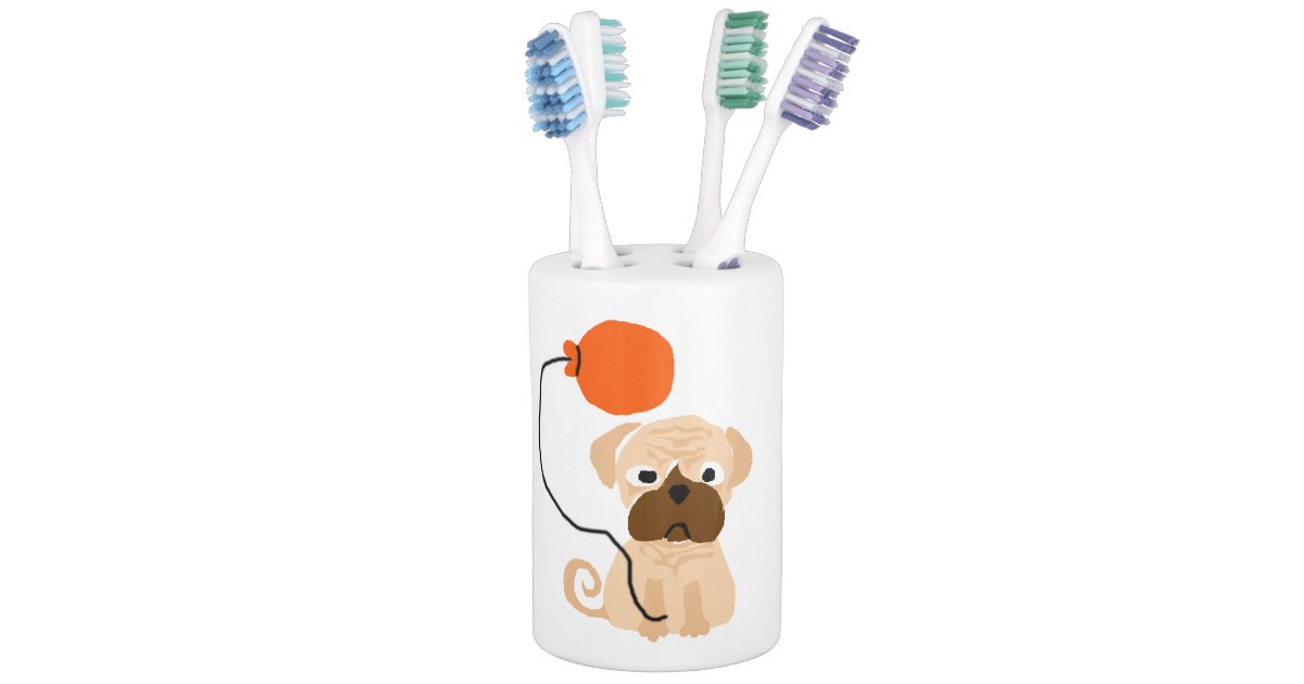 Funny Pug Dog with Balloon Soap Dispenser & Toothbrush Holder Zazzle