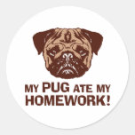 Funny Pug Round Stickers