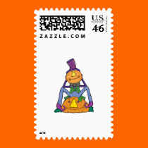 funny pumpkin man scarecrow stamps