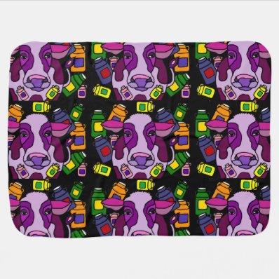 Funny Purple Cow and Milk Abstract Art Stroller Blankets