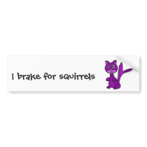 Funny Purple Squirrel Cartoon Bumper Stickers