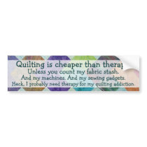 Funny Quilting Thoughts Bumper Sticker