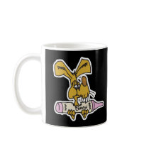 funny rabbit eating crayon mugs