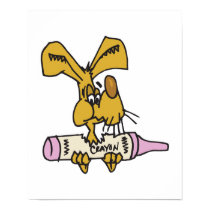 funny rabbit eating crayon posters