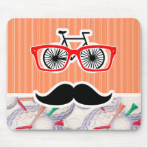 Funny Random Mustache, Golf Balls & Tees Mouse Pads