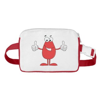 Funny red cartoon with two thumbs up nylon fanny pack