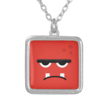 Funny Red Monster Face Custom Necklace