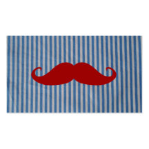 Funny Red Mustache And Blue White Stripes Business Card Templates