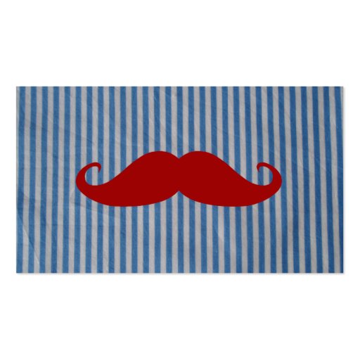 Funny Red Mustache And Blue White Stripes Business Card Templates (front side)