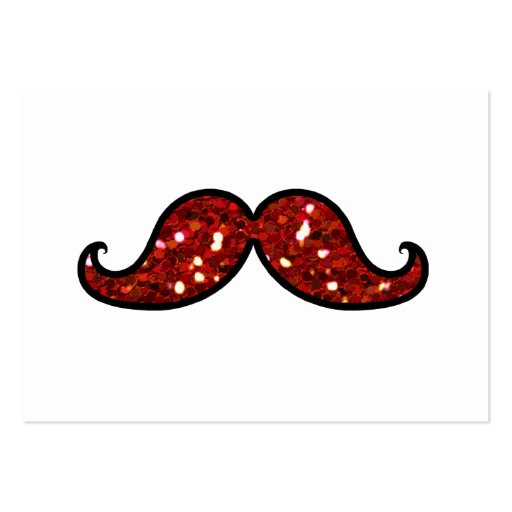 FUNNY RED MUSTACHE PRINTED GLITTER BUSINESS CARD TEMPLATES (front side)