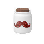 FUNNY RED MUSTACHE PRINTED GLITTER CANDY DISHES