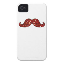 FUNNY RED MUSTACHE PRINTED GLITTER Case-Mate iPhone 4 CASE