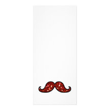 FUNNY RED MUSTACHE PRINTED GLITTER CUSTOM INVITATIONS