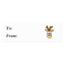 Funny Red Nose Reindeer Head business cards