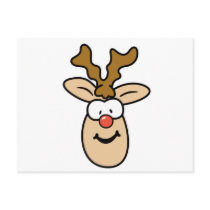 Funny Red Nose Reindeer Head postcards