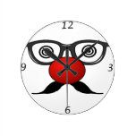 Funny Red Nose weird  eyes glasses moustache wall clocks