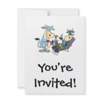 funny relaxing pampered cow cartoon personalized invitations