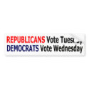 Funny Republican Vote Tuesday Bumper Sticker bumpersticker