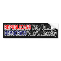 Funny Republican Bumper Sticker on Wednesday Bumper Stickers  Wednesday Bumper Sticker Designs