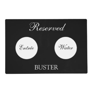 Funny Reserved Personalized Pet Placemat - B&W