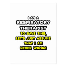 Funny Respiratory Therapist T-Shirts and Gifts Post Card